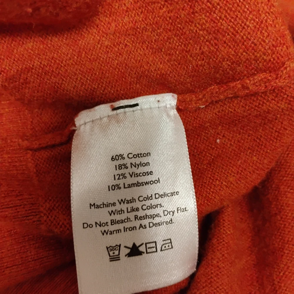 Eddie Bauer Women's Burnt Orange Cardigan Sweater Cotton Lambswool Size XL